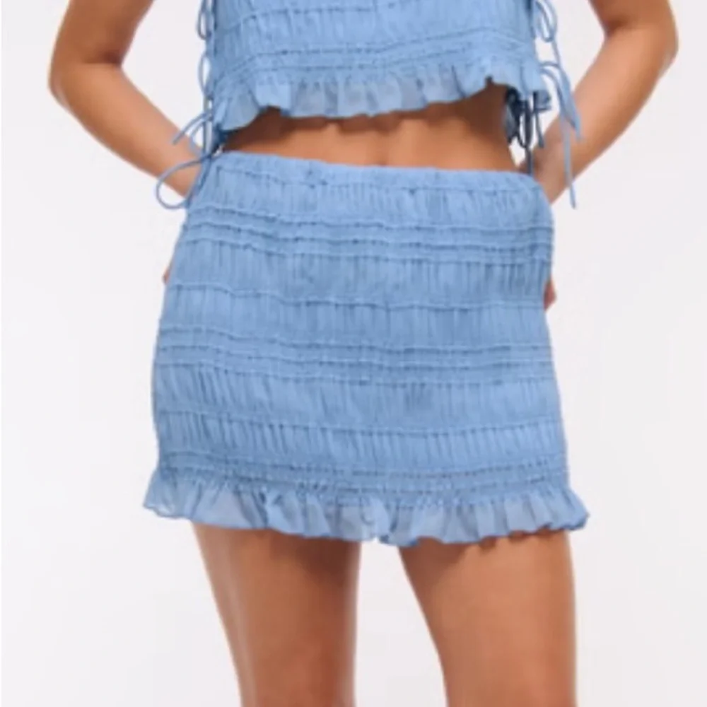 Abercrombie & Fitch Light Blue ruched Ruffled Mini Skirt skort 38077 - Picture 2 of 11